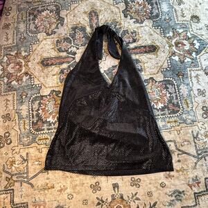 Vintage 90s Halter black tank top Women’s Date Night Going Out Blouse Large